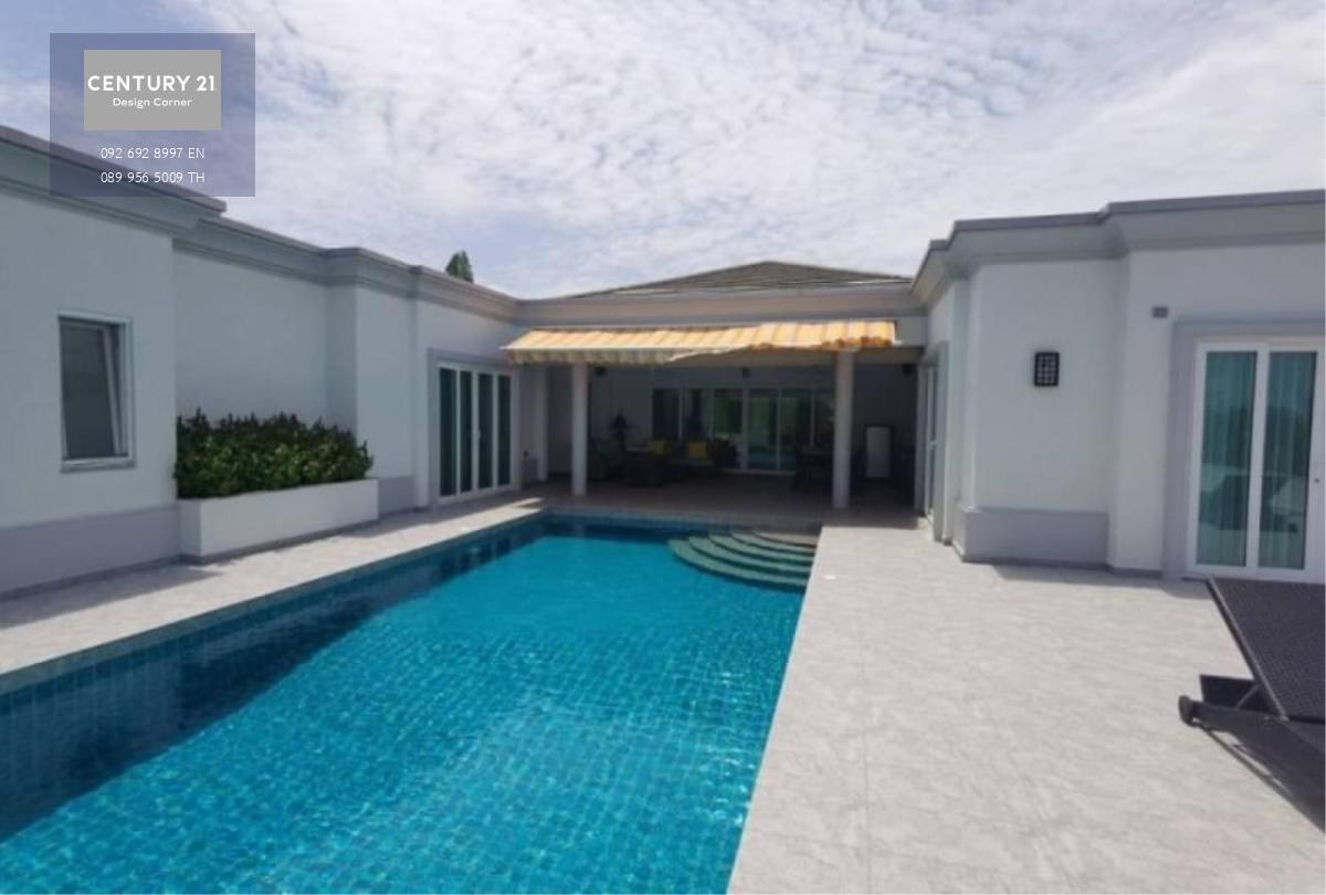 Pool Villa for Sale in Siam royal view Pattaya Land Area 1,104 m2 Usable Area 680 m2 on 2 floors 4 Bedrooms 4 bathrooms on suite High end European Kitchen Lounge Dinning Room Separate Office Double Garage with electric door. High End finishes and tiles (S