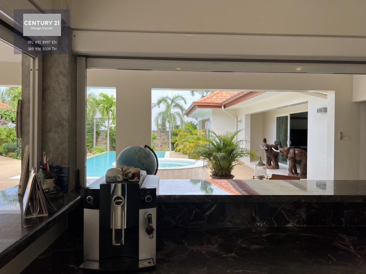 This villa is for sale and it comes at the price of 27,000,000฿ Company ownership The villa is sold as is, with all the decorative items Land area of approximately 1300 square meters Villa features: 2 bedrooms & 2 bathrooms, en-suite and walk-in wardrobe 