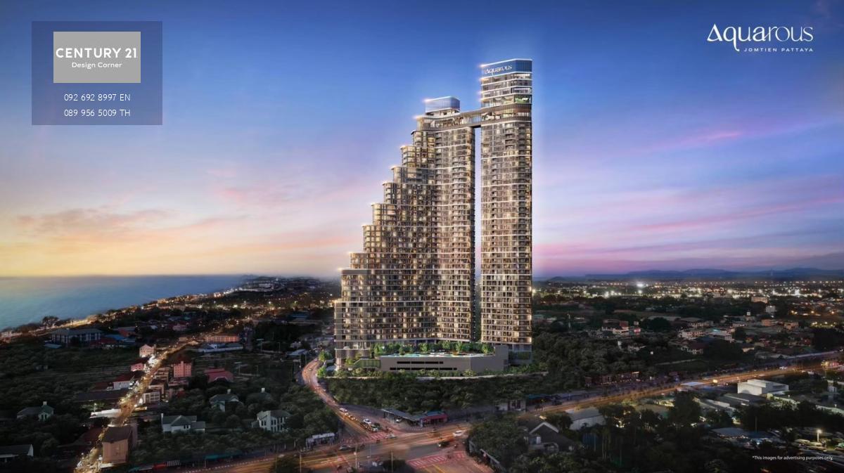 คอนโดใหม่ High Rise มาพร้อมกับดีไซน์สวยหรู วิวงดงาม ใกล้หาดจอมเทียน Aquarous Jomtien Pattaya