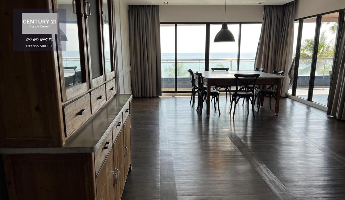 This beachfront condo is for sale and it comes at the price of 28,000,000฿ 3 bedrooms & 3 bathrooms 252 square meters Under foreign quota Fully furnished & ready to move in Condo features: Expansive living with ceiling-to-floor glass windows providing an 